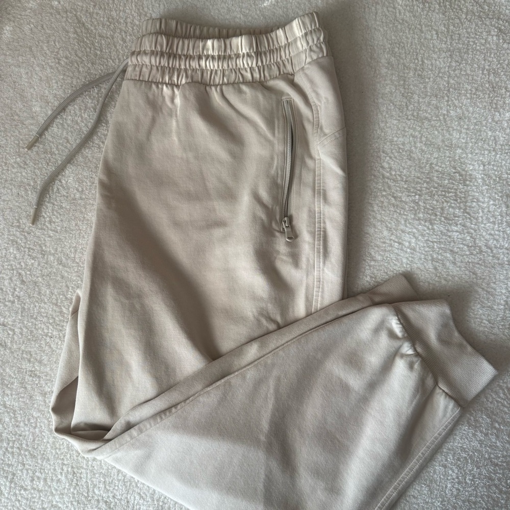 Cream Colored High Rise Joggers